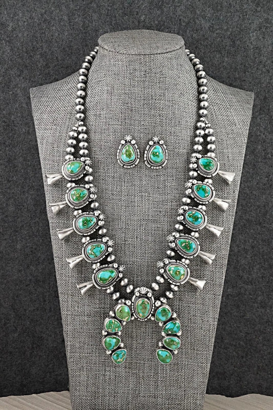 Turquoise & Sterling Silver Squash Blossom Set - Bob Becenti