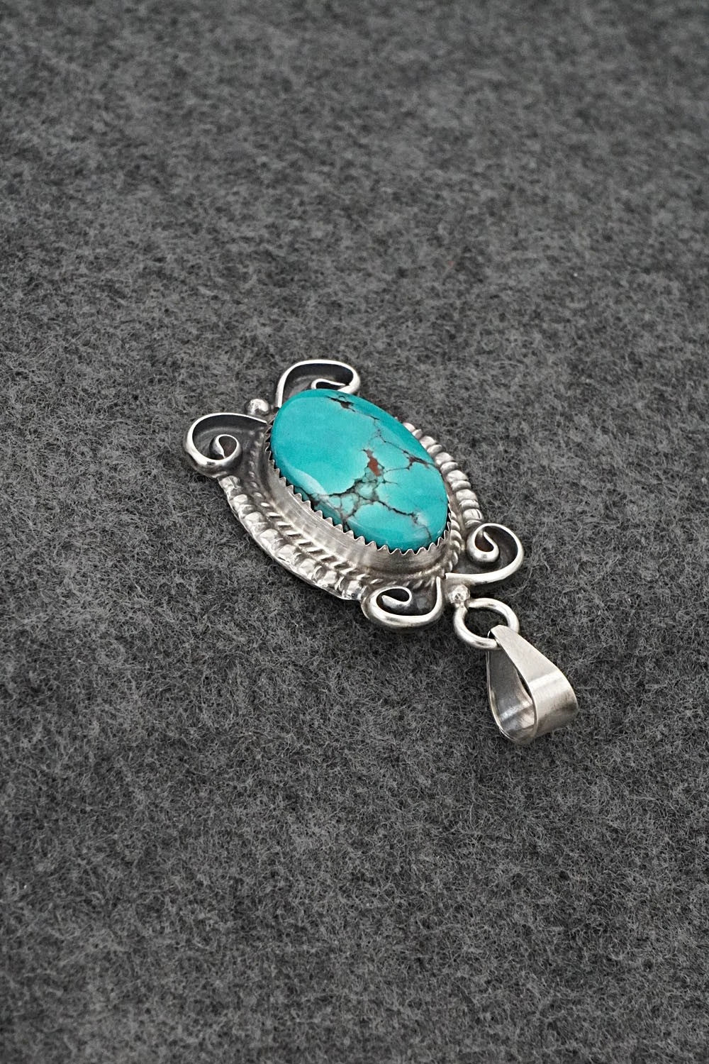 Turquoise and Sterling Silver Pendant - Leslie Nez
