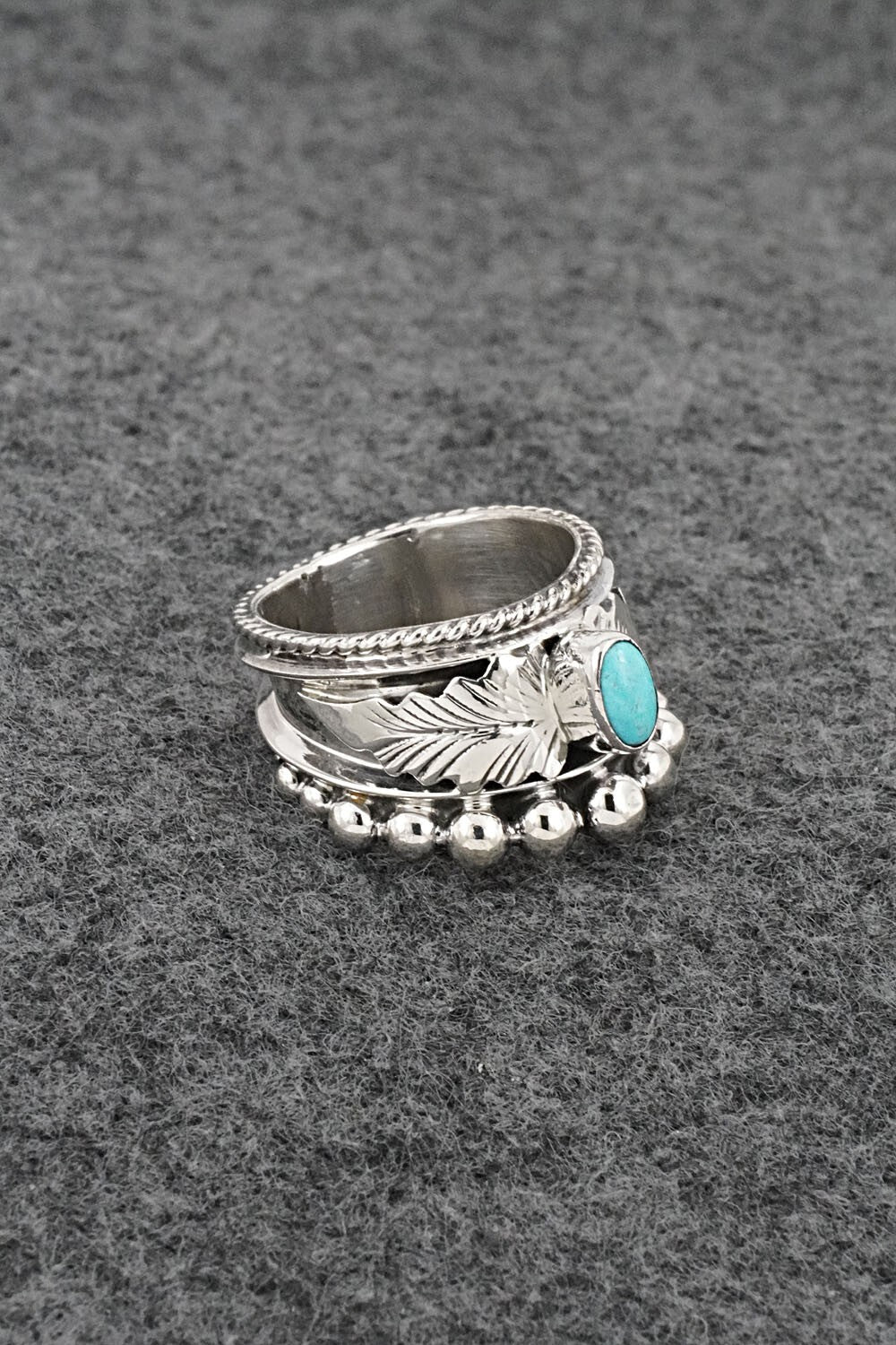 Turquoise & Sterling Silver Ring - Tom Lewis - Size 6.5