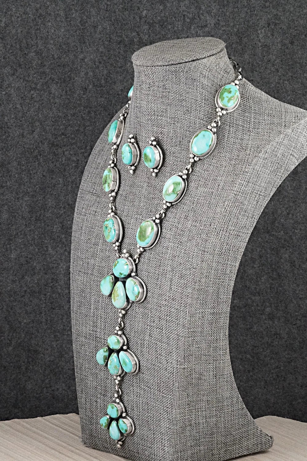 Turquoise & Sterling Silver Necklace and Earrings Set - Darrin Livingston