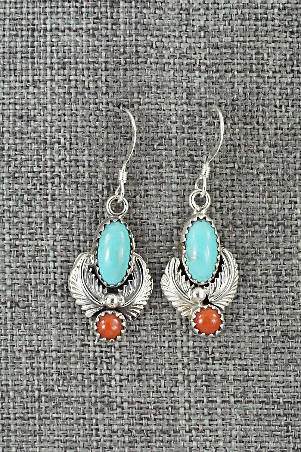 Turquoise, Coral & Sterling Silver Earrings - Emery Spencer