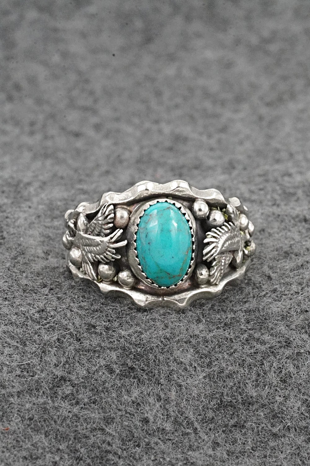 Turquoise & Sterling Silver Ring - Genevieve Francisco - Size 14