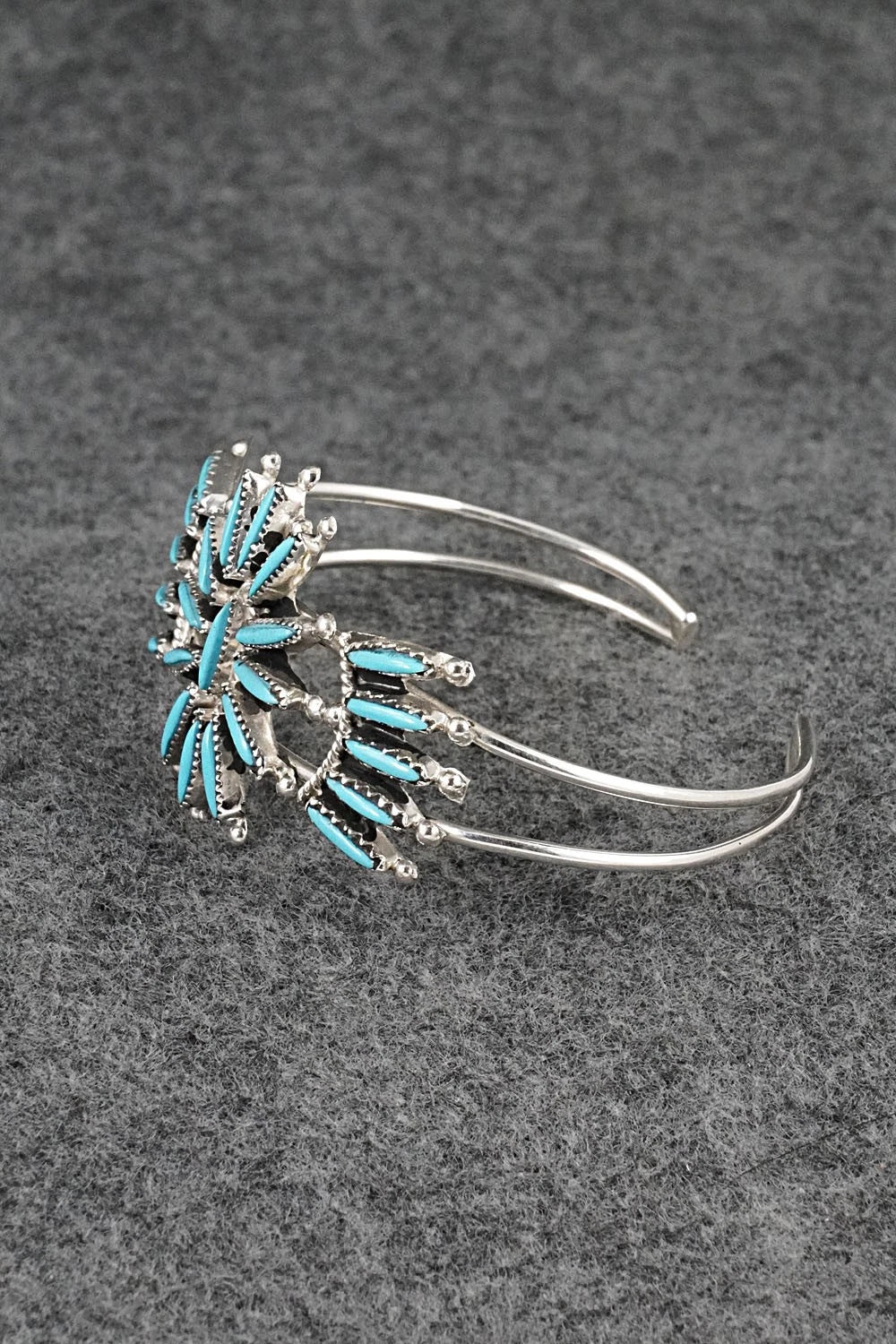 Turquoise & Sterling Silver Squash Blossom Necklace Set - Gerald Etsate