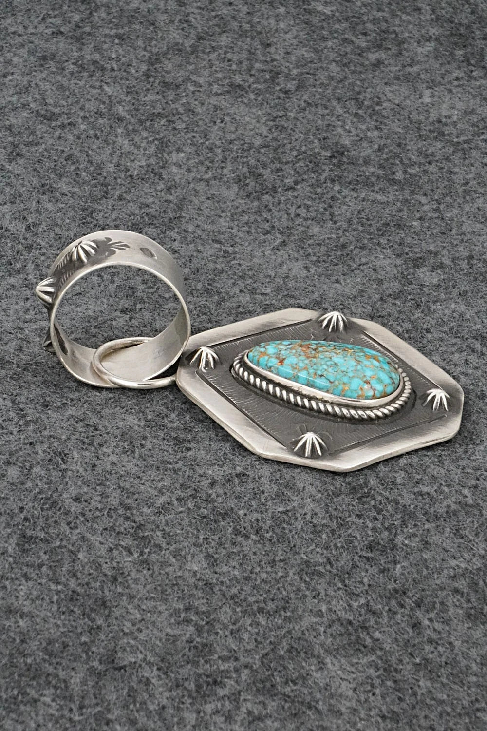 Turquoise & Sterling Silver Pendant - Elvira Bill