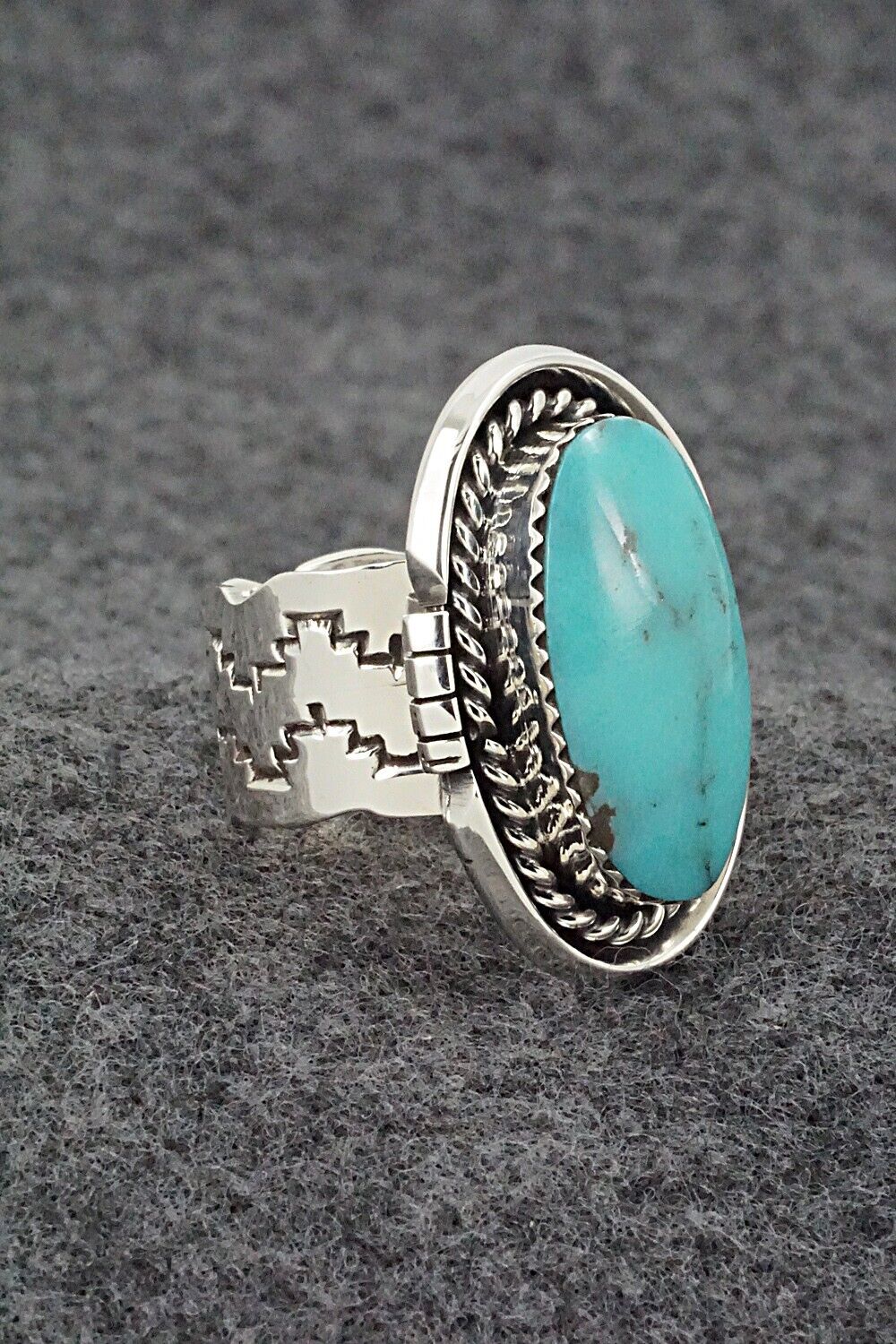 Turquoise & Sterling Silver Ring - Sheena Jack - Size 7