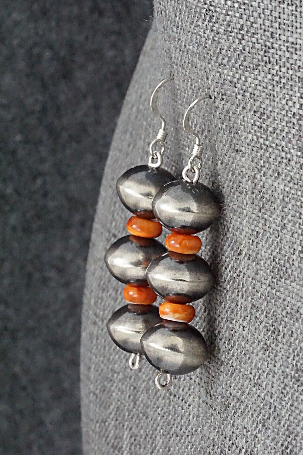 Spiny Oyster & Sterling Silver Navajo Pearl Earrings - Presley Haley