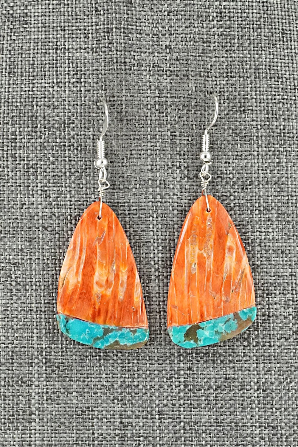Spiny Oyster, Turquoise & Sterling Silver Earrings - Louise Pete