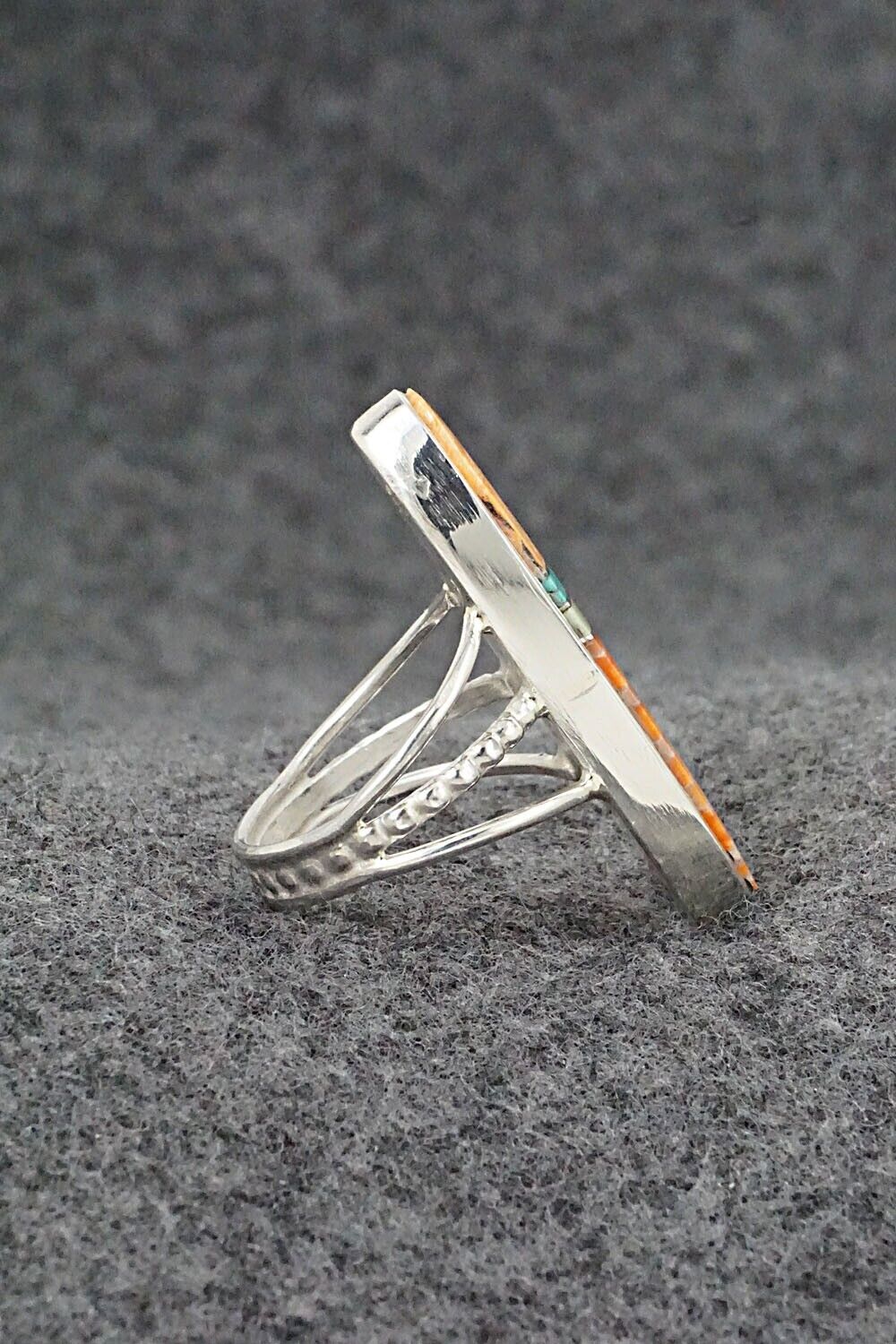 Spiny Oyster, Turquoise & Sterling Silver Ring - Harold Smith - Size 6