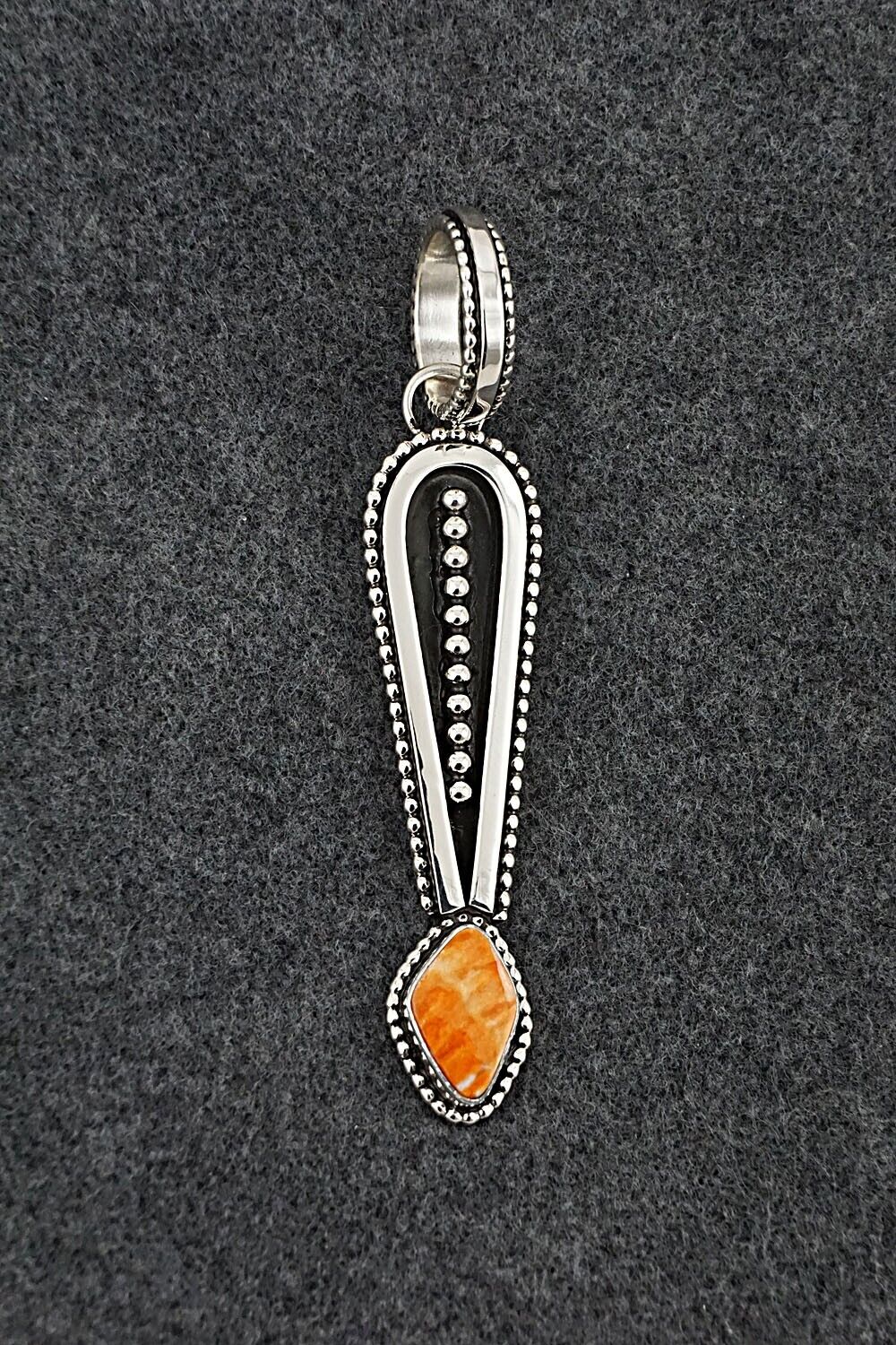 Spiny Oyster & Sterling Silver Pendant - Jonathan Nez