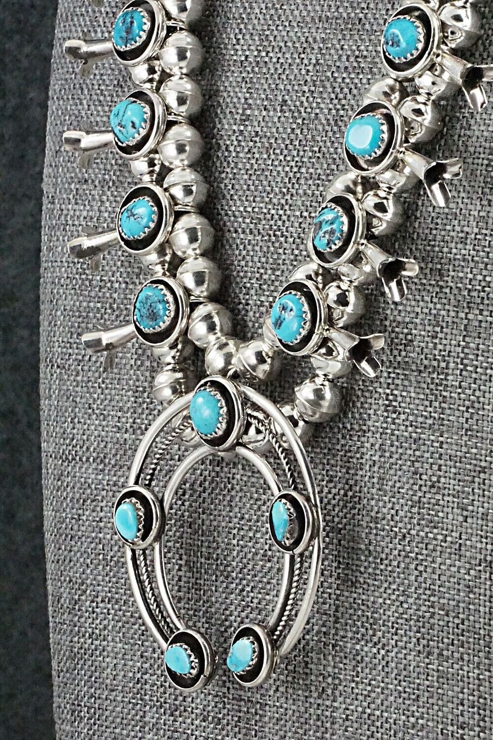 Turquoise & Sterling Silver Squash Blossom Set - Phil Garcia