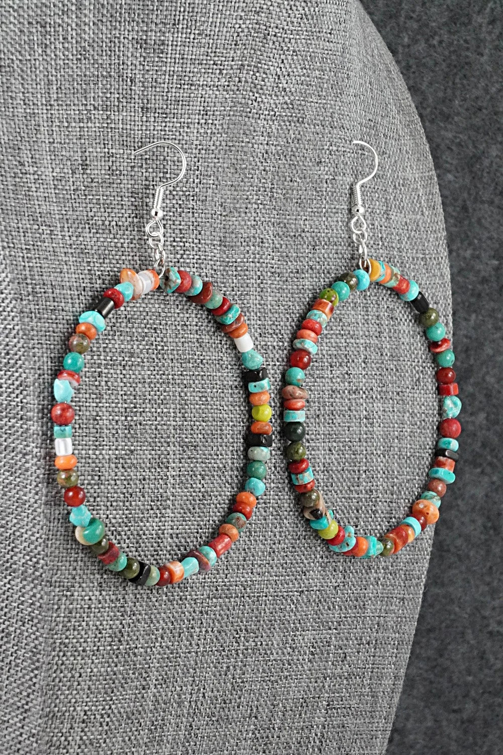 Multi-Stone & Sterling Silver Earrings - Helen Tsosie