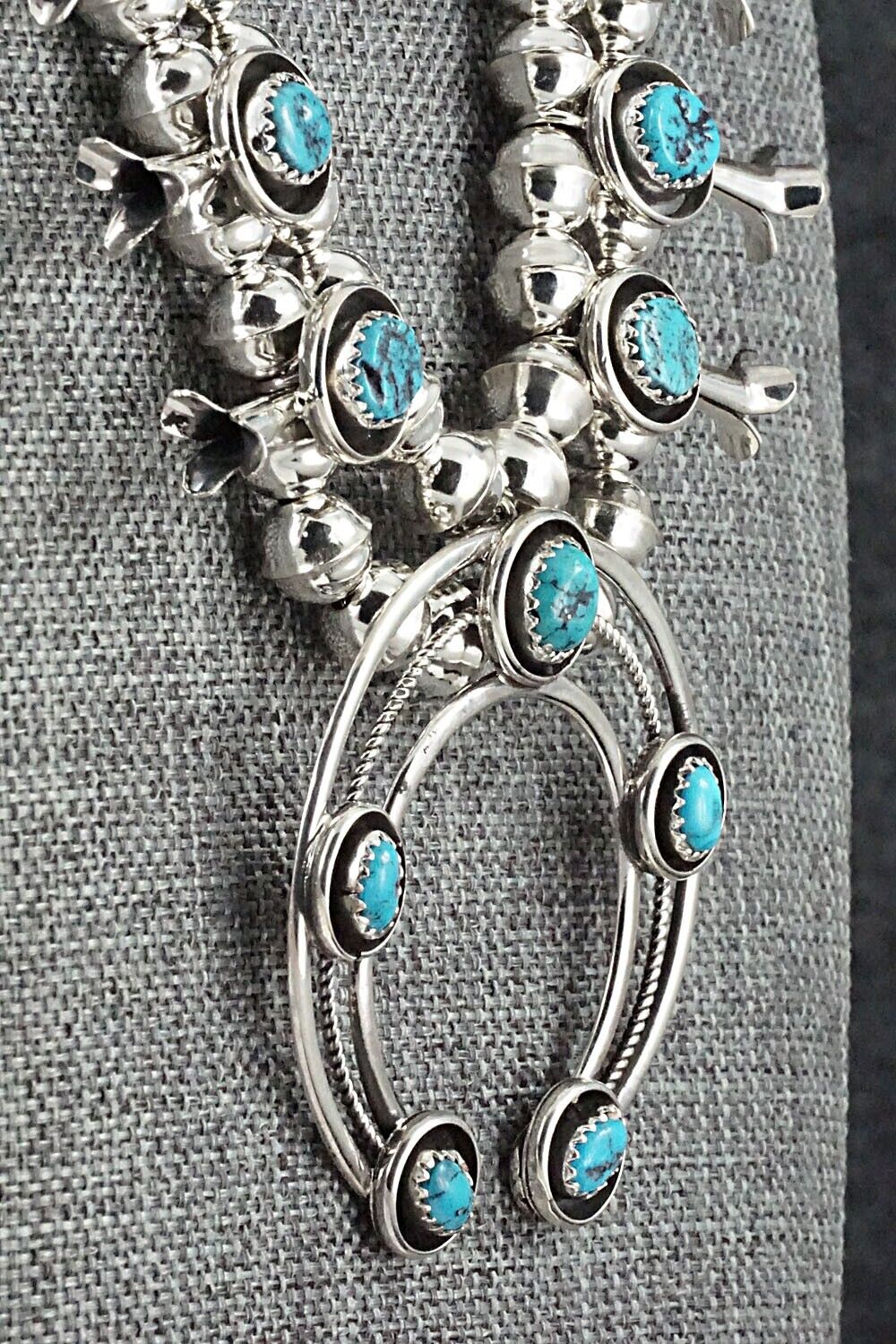 Turquoise & Sterling Silver Squash Blossom Set - Phil Garcia