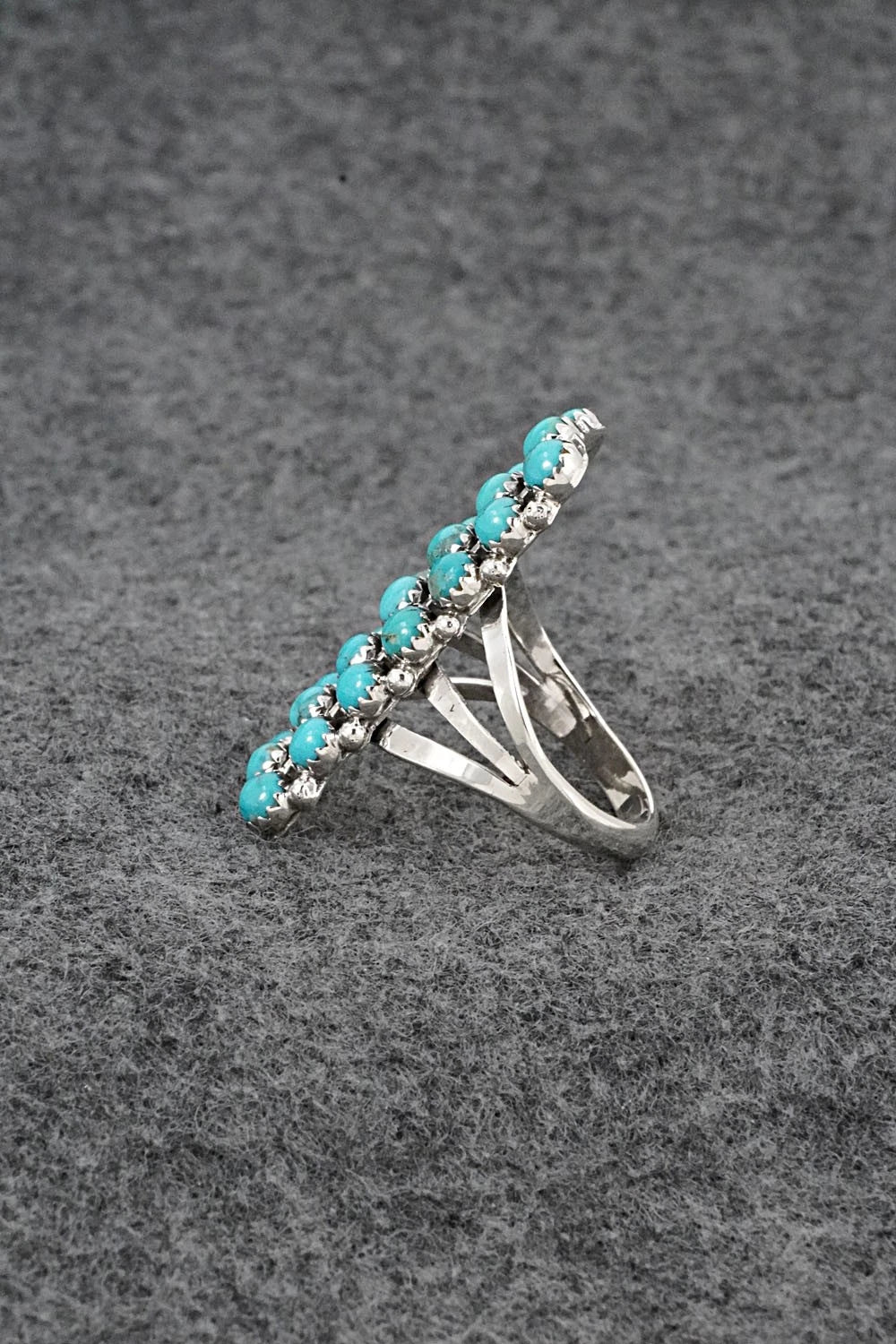 Turquoise & Sterling Silver Ring - Kenny Lonjose - Size 9.75