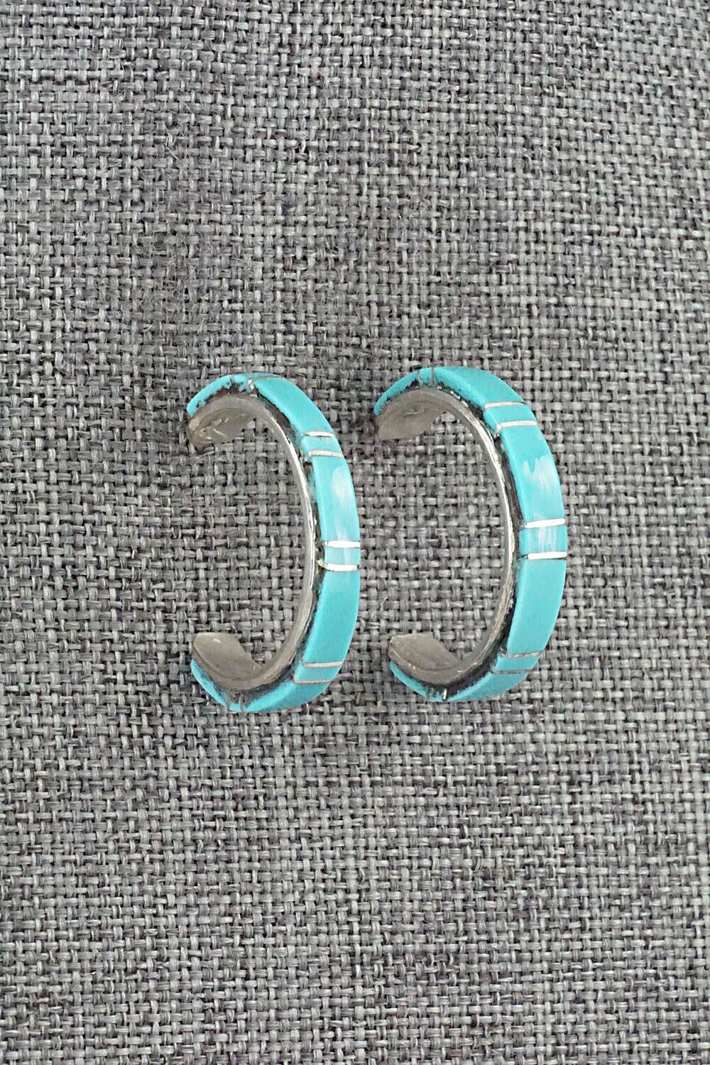 Turquoise & Sterling Silver Hoop Earrings - Terrance Panteah