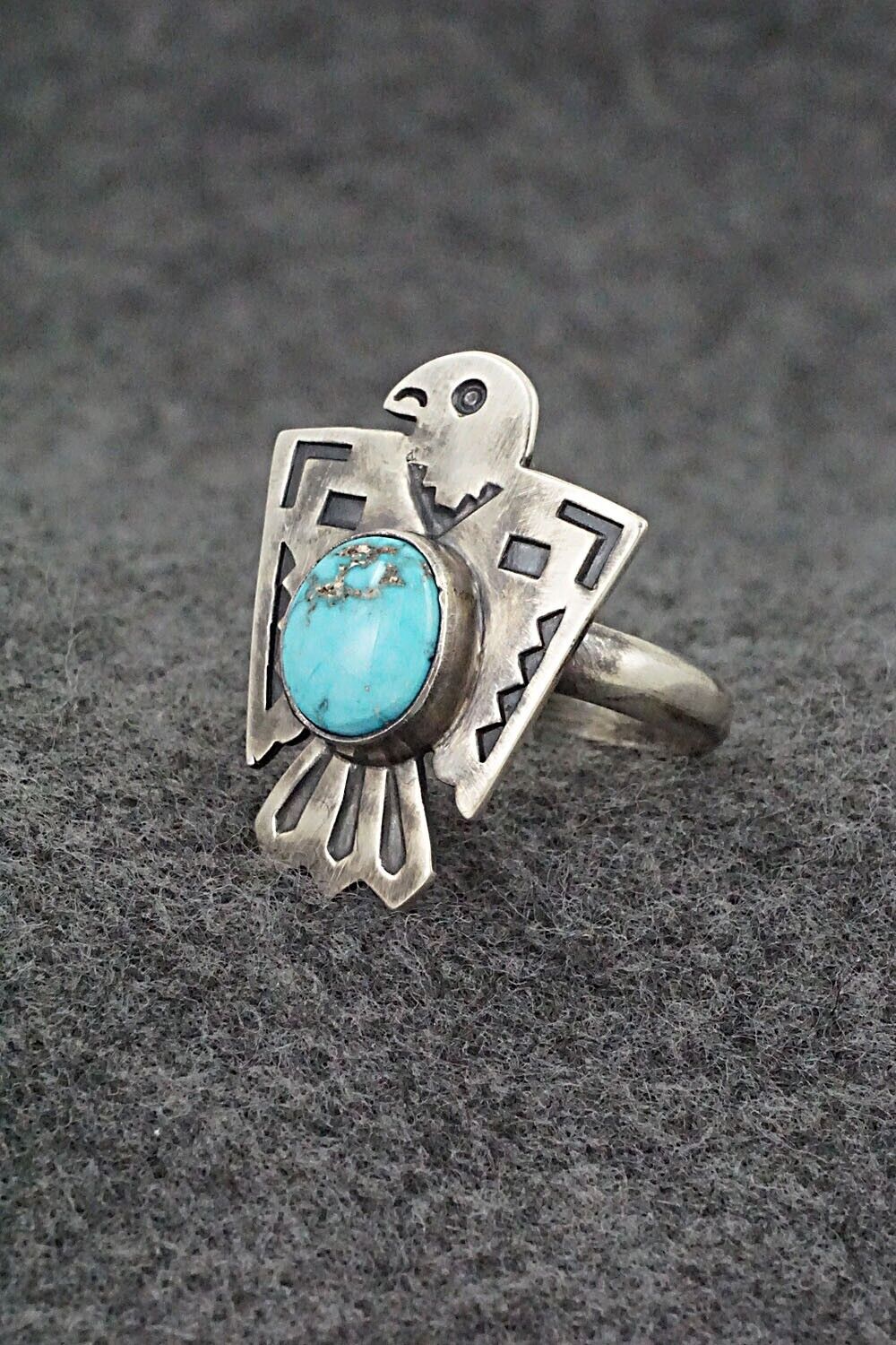 Turquoise and Sterling Silver Ring - Raymond Coriz - Size 8
