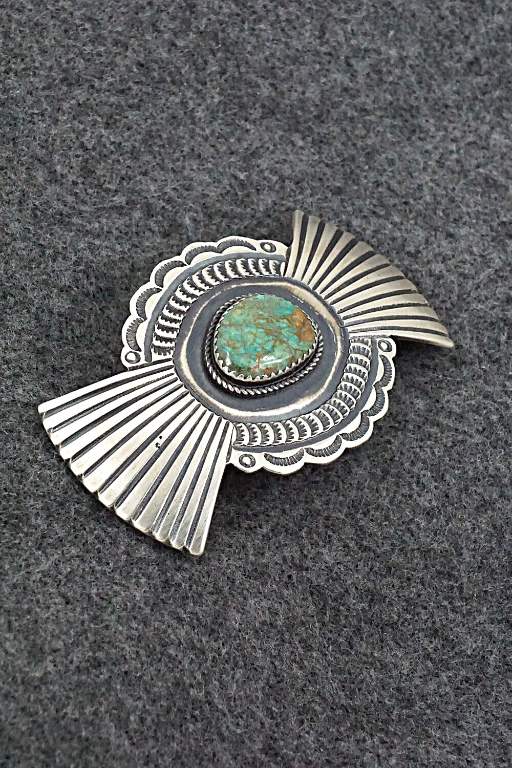 Turquoise & Sterling Silver Hair Barrette - Martha Cayatineto