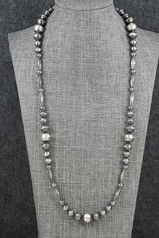 Sterling Silver Navajo Pearl Necklace 24" - Vintage