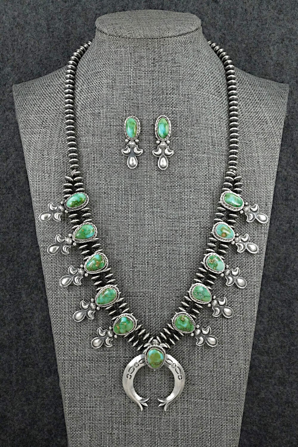 Turquoise & Sterling Silver Mini Squash Blossom Set - Adrienne Gordon