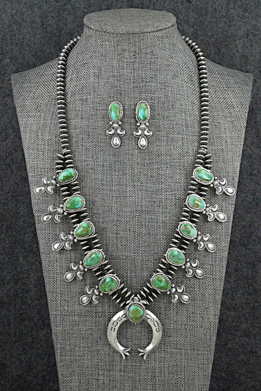 Turquoise & Sterling Silver Mini Squash Blossom Set - Adrienne Gordon