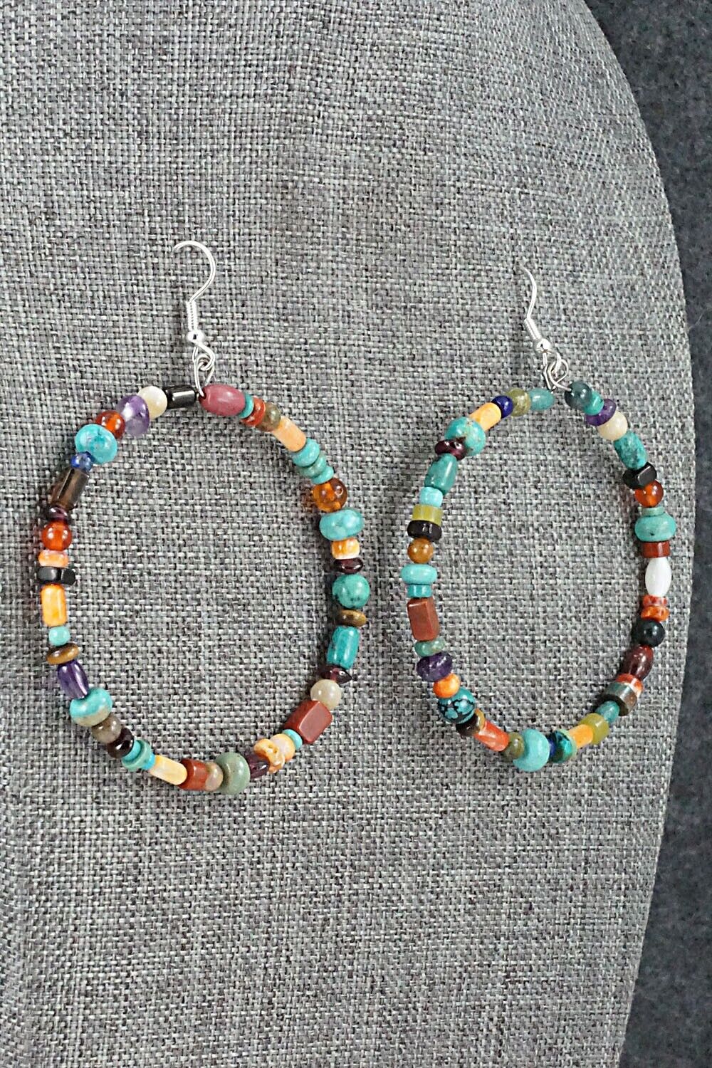 Multi-Stone & Sterling Silver Earrings - Helen Tsosie