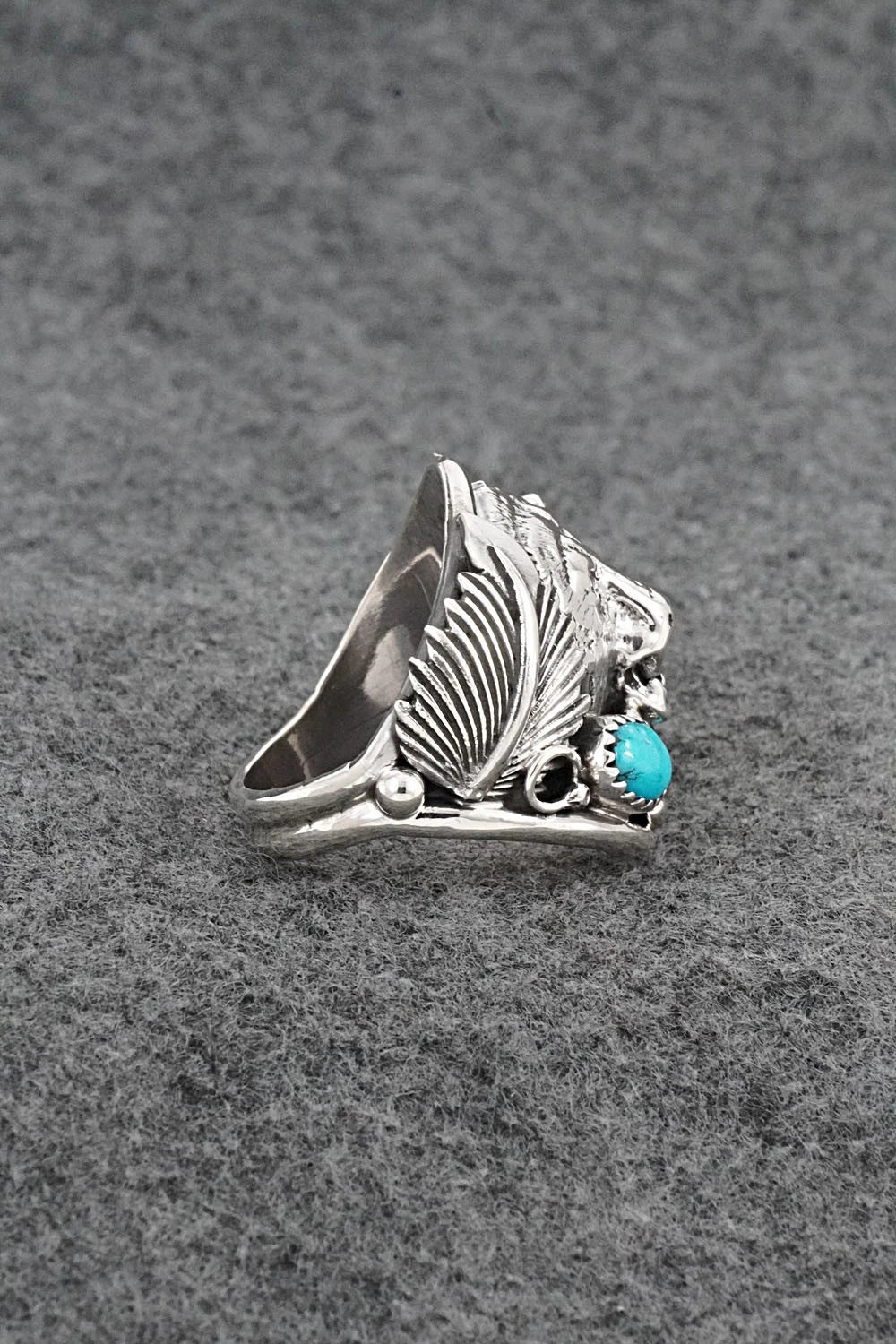 Turquoise & Sterling Silver Ring - Darrell Morgan - Size 10.75