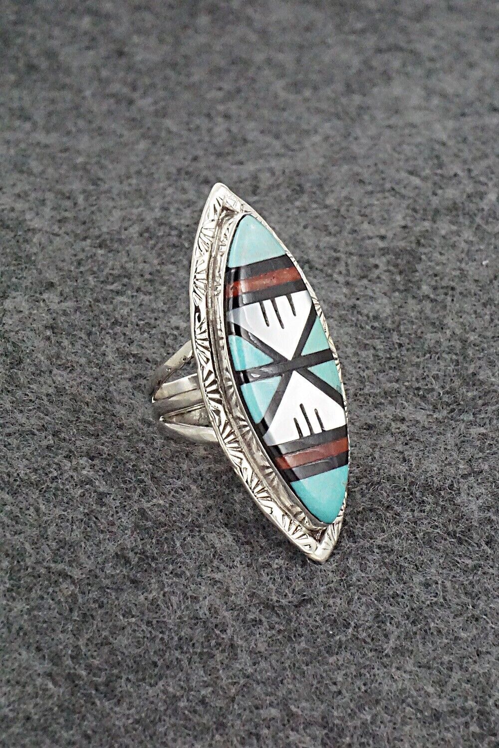 Multi-Stone & Sterling Silver Ring - Gladys Lamy - Size 6.5