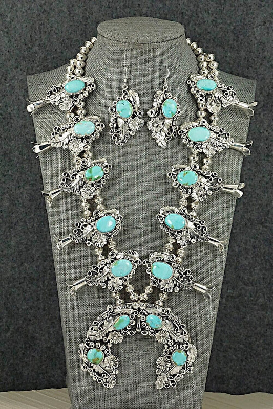 Turquoise & Sterling Silver Squash Blossom Set - Harry B. Yazzie