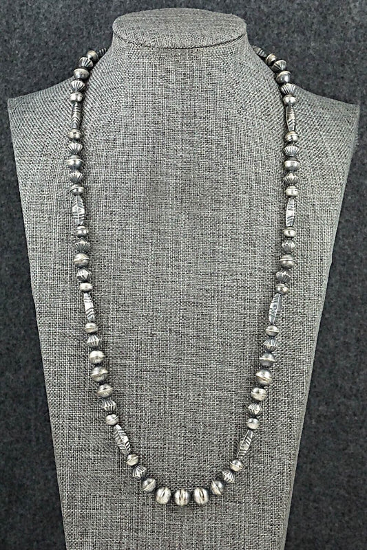 Sterling Silver Navajo Pearl Necklace 28" - Vintage