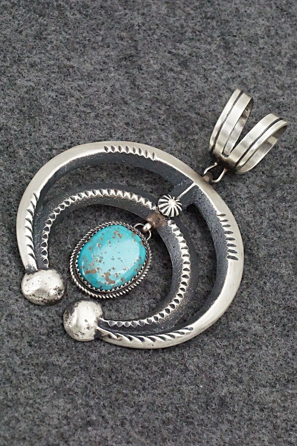 Turquoise & Sterling Silver Pendant - Martha Cayatineto