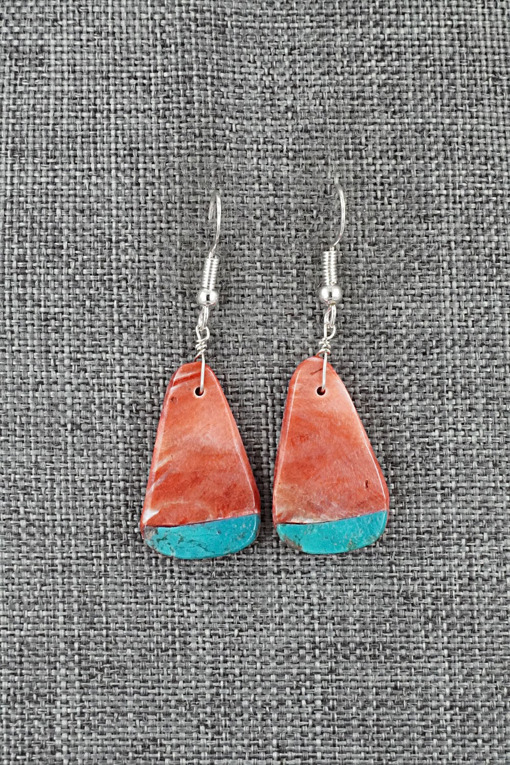 Spiny Oyster, Turquoise & Sterling Silver Earrings - Louise Pete