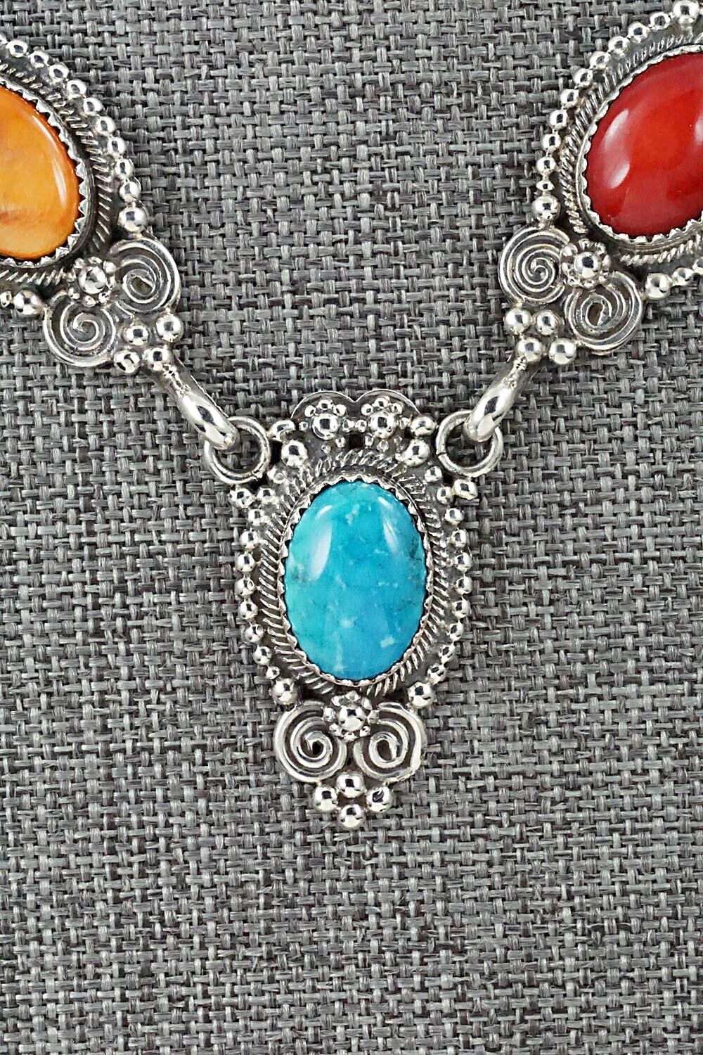Multi Stone & Sterling Silver Necklace - Roie Jaque