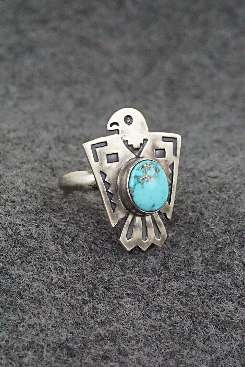 Turquoise and Sterling Silver Ring - Raymond Coriz - Size 8