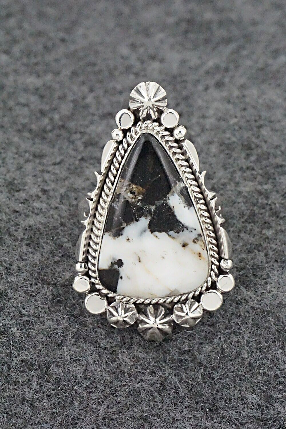 White Buffalo & Sterling Silver Ring - Daniel Benally - Size 8
