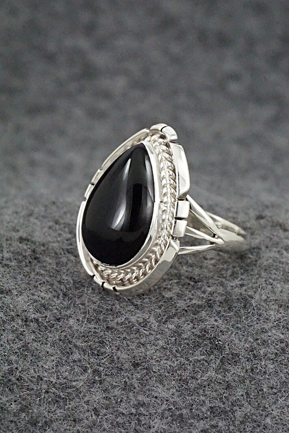 Onyx & Sterling Silver Ring - Samuel Yellowhair - Size 7.75