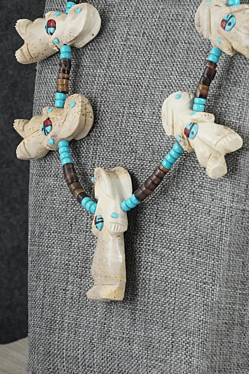 Multi-Stone Rabbit Fetish & Sterling Silver Necklace Set - Dannette Laate