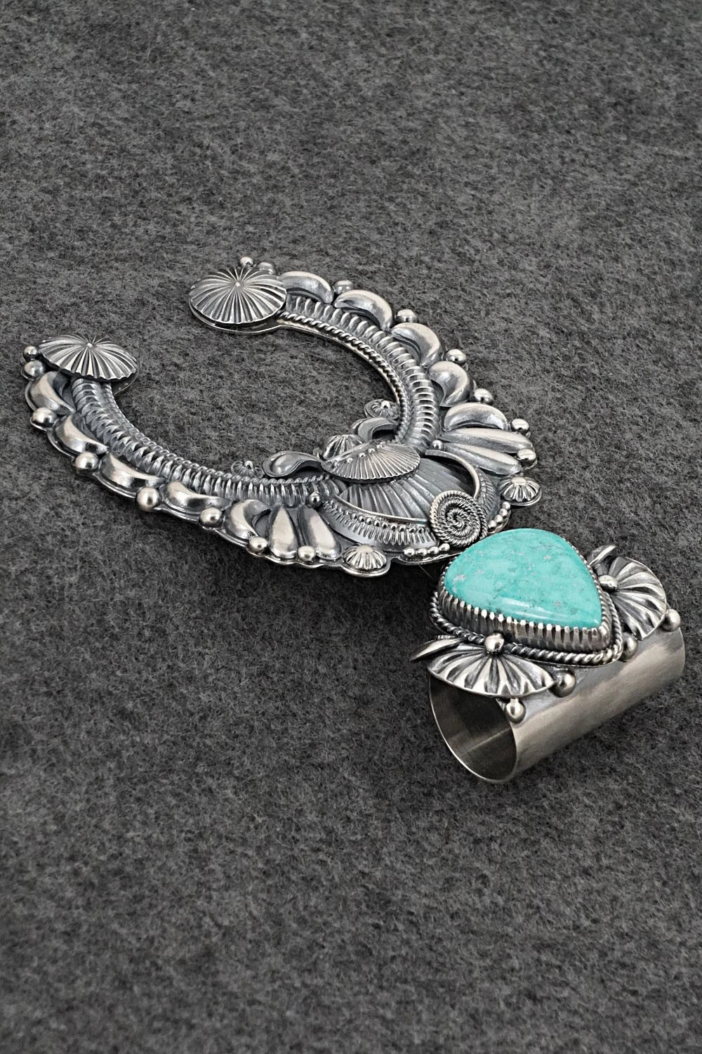 Turquoise & Sterling Silver Naja Pendant - Delbert Gordon