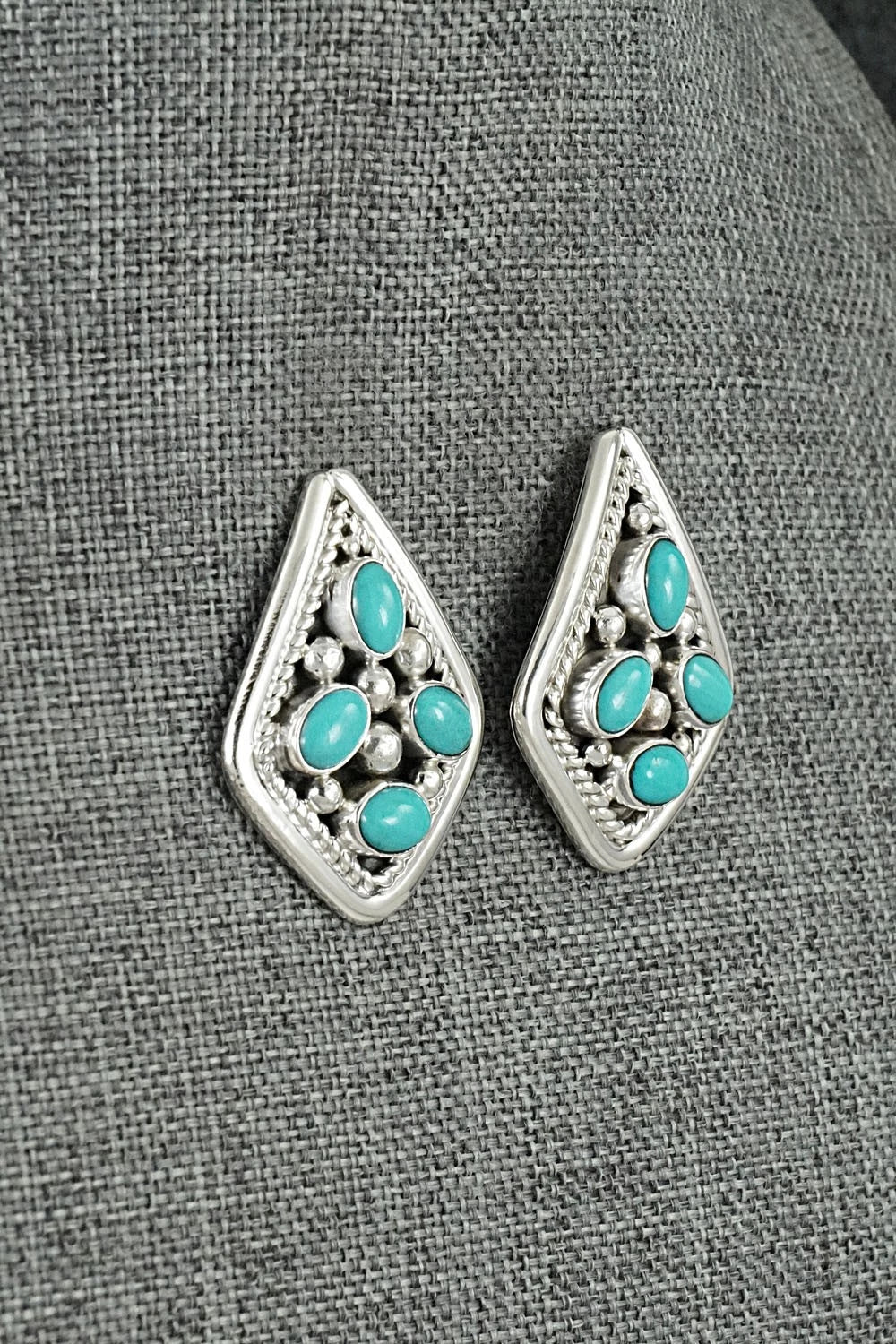 Turquoise & Sterling Silver Earrings - Chester Charley