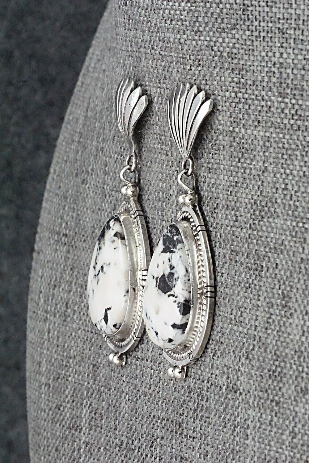 White Buffalo & Sterling Silver Earrings - Annie Spencer