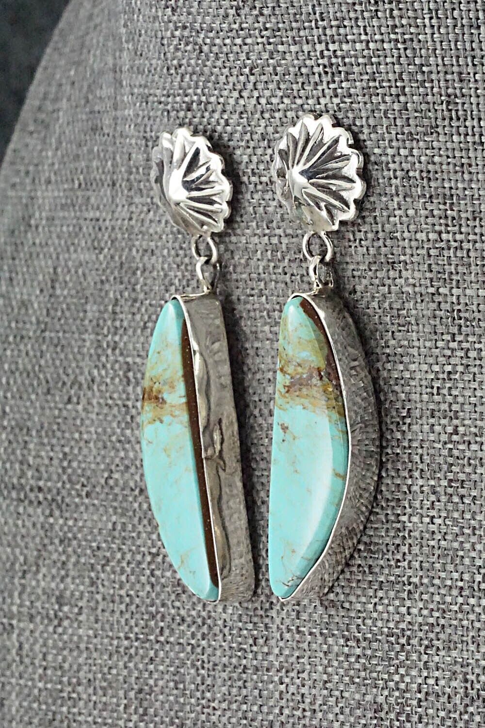 Turquoise and Sterling Silver Earrings - Juan Yellowhorse
