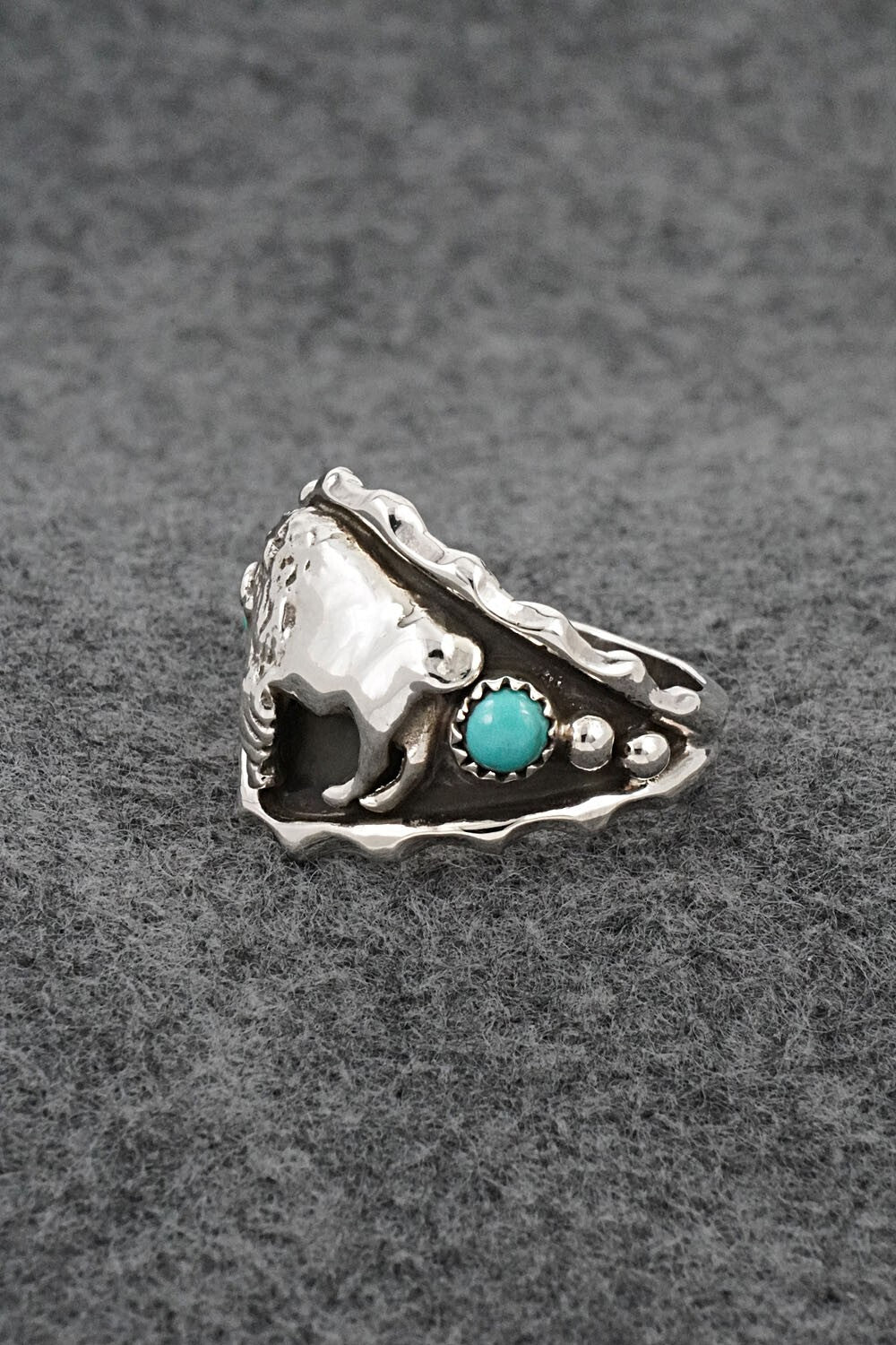Turquoise & Sterling Silver Ring - Genevieve Francisco - Size 13