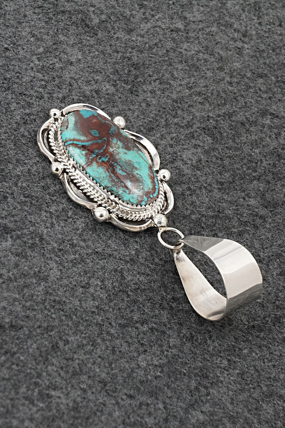 Turquoise & Sterling Silver Pendant - Leslie Nez