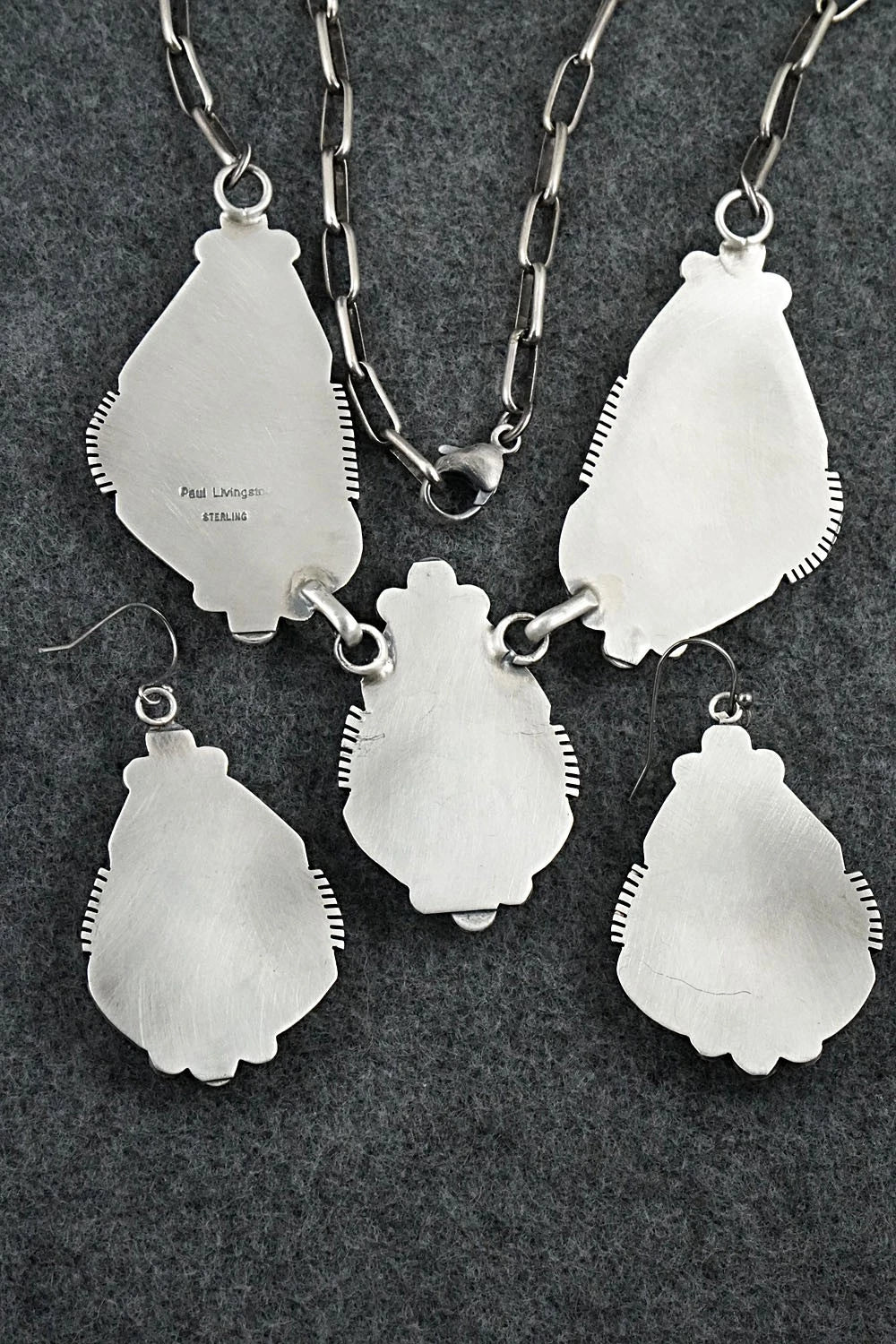 Turquoise & Sterling Silver Necklace and Earrings Set - Paul Livingston