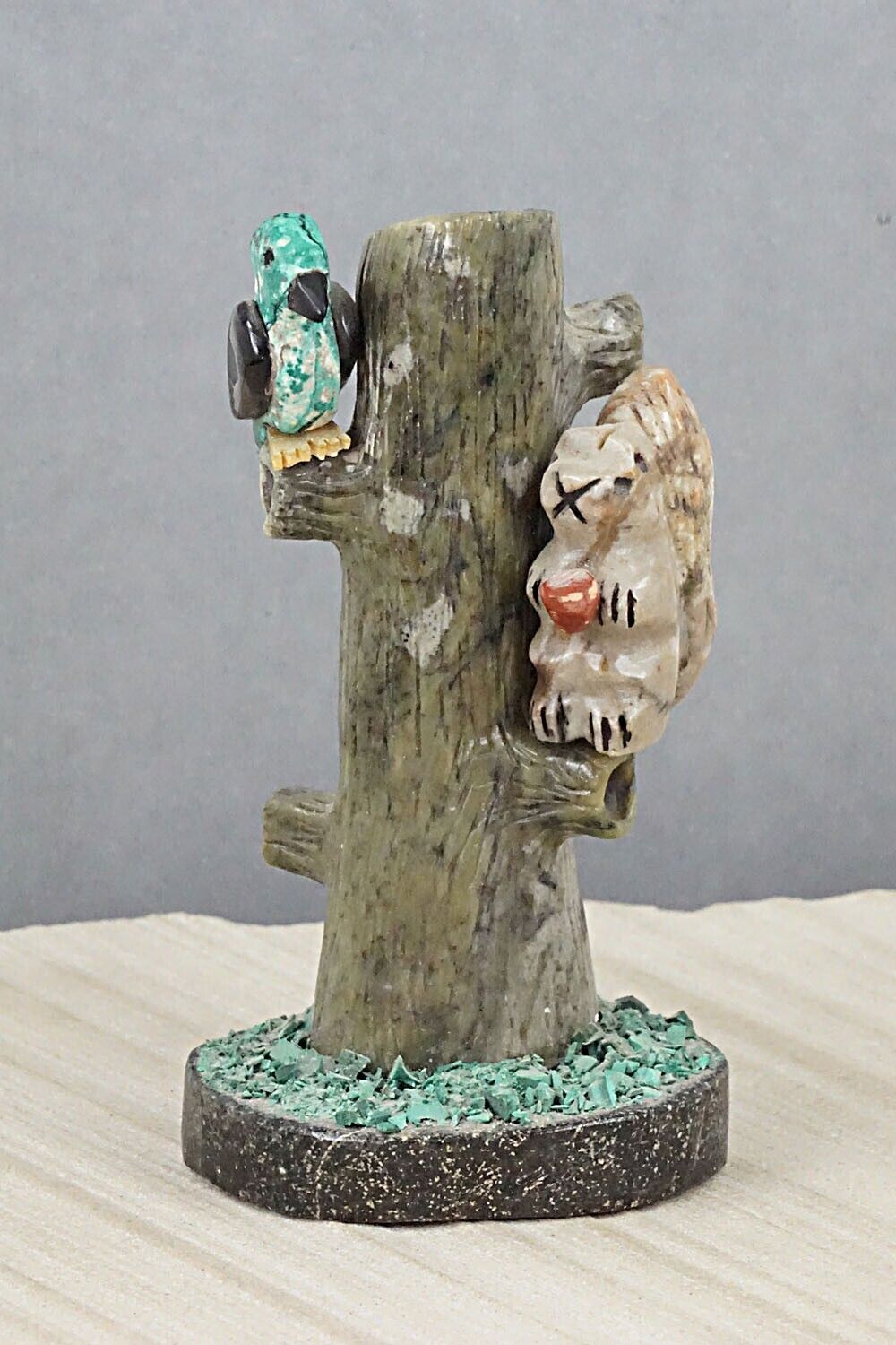 Squirrel and Bird Zuni Fetish Carving - Justin Natewa