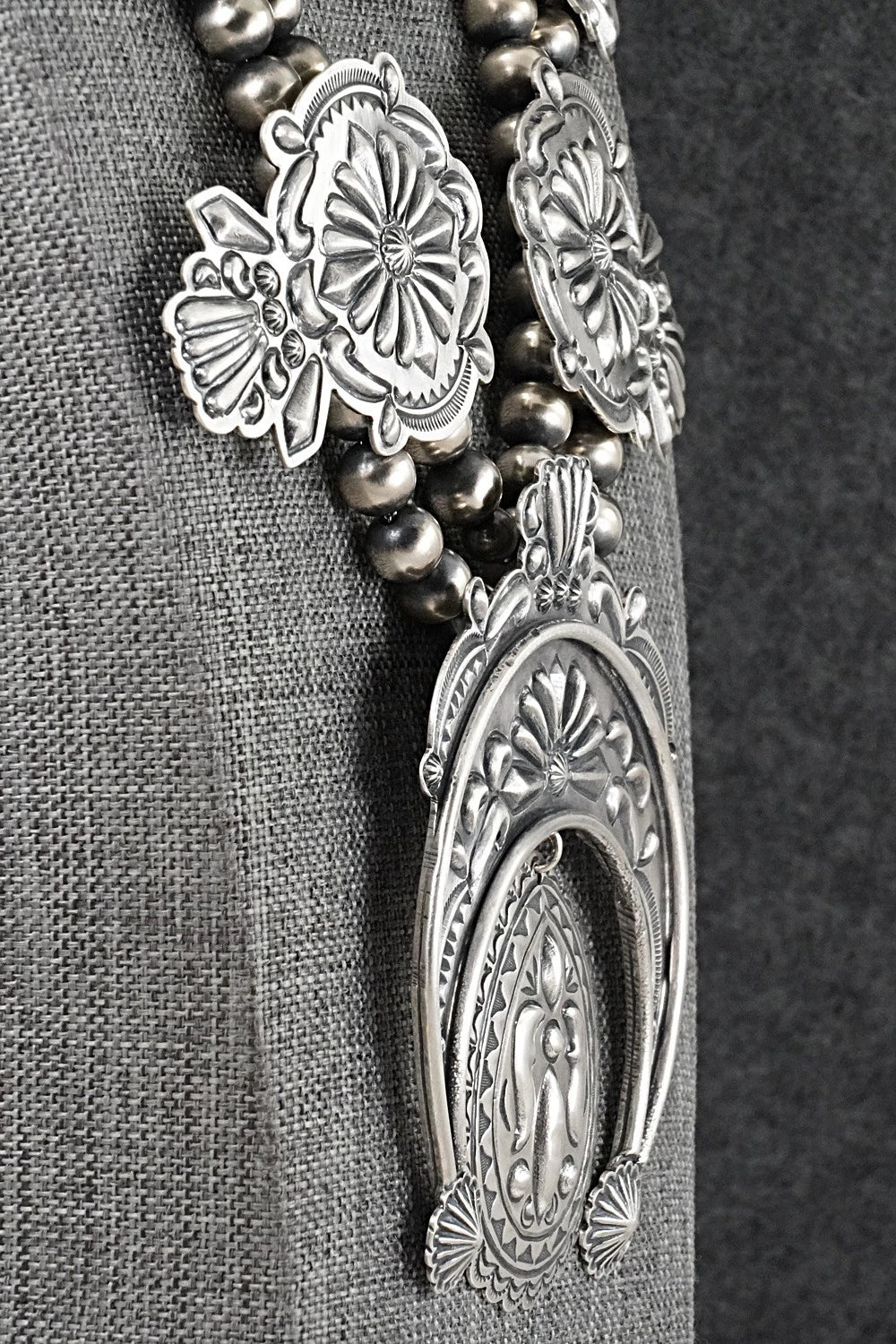 Sterling Silver Squash Blossom Necklace - Terry Charlie