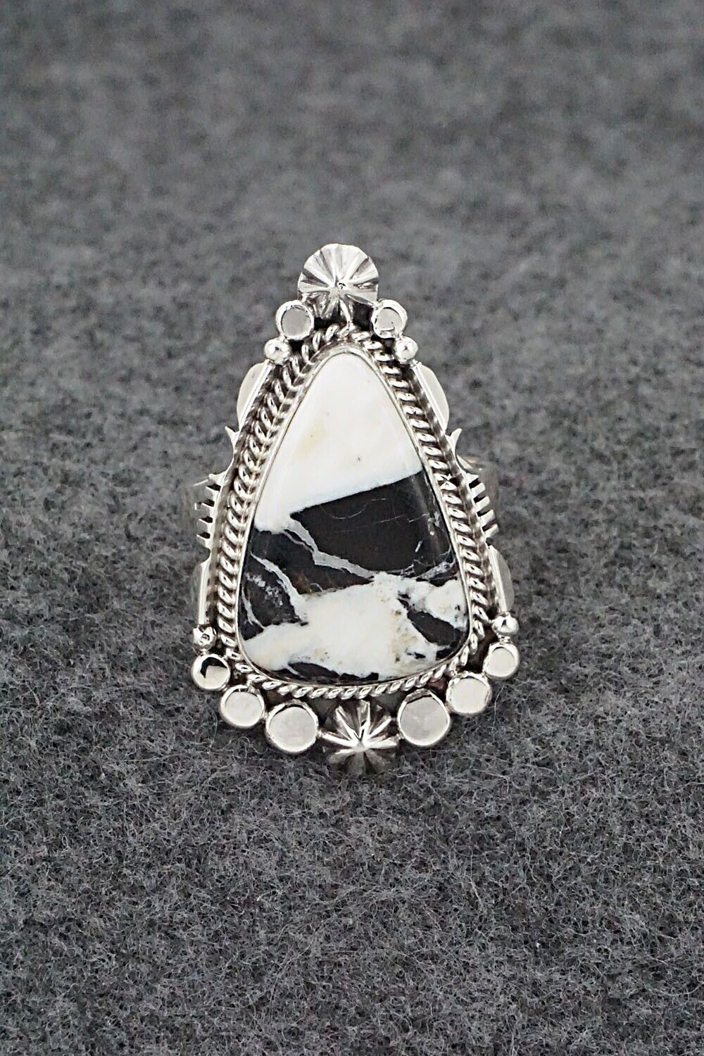 White Buffalo & Sterling Silver Ring - Daniel Benally - Size 9.5