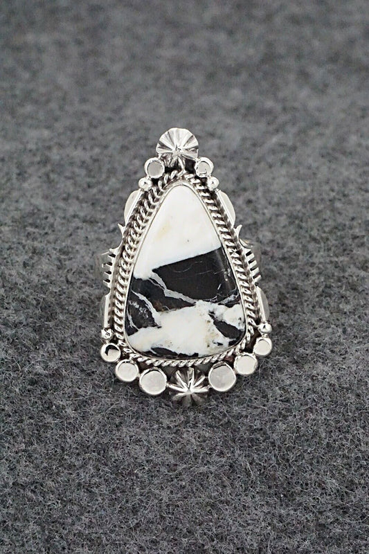 White Buffalo & Sterling Silver Ring - Daniel Benally - Size 9.5