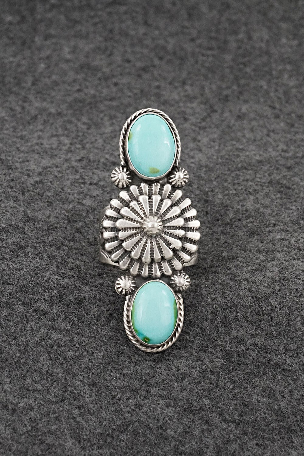 Turquoise & Sterling Silver Ring - Samuel Yellowhair - Size 9