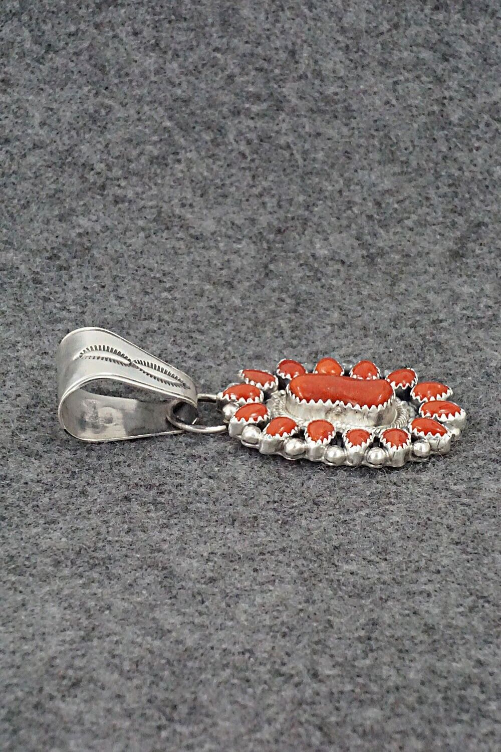 Coral & Sterling Silver Pendant - Tom Lewis