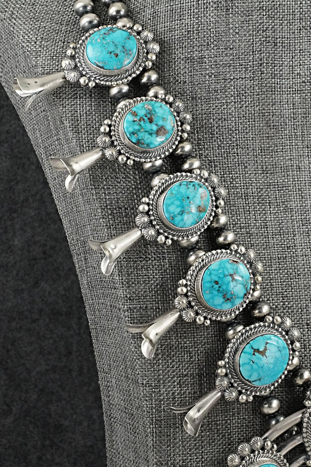 Turquoise & Sterling Silver Squash Blossom Set - Tom Lewis