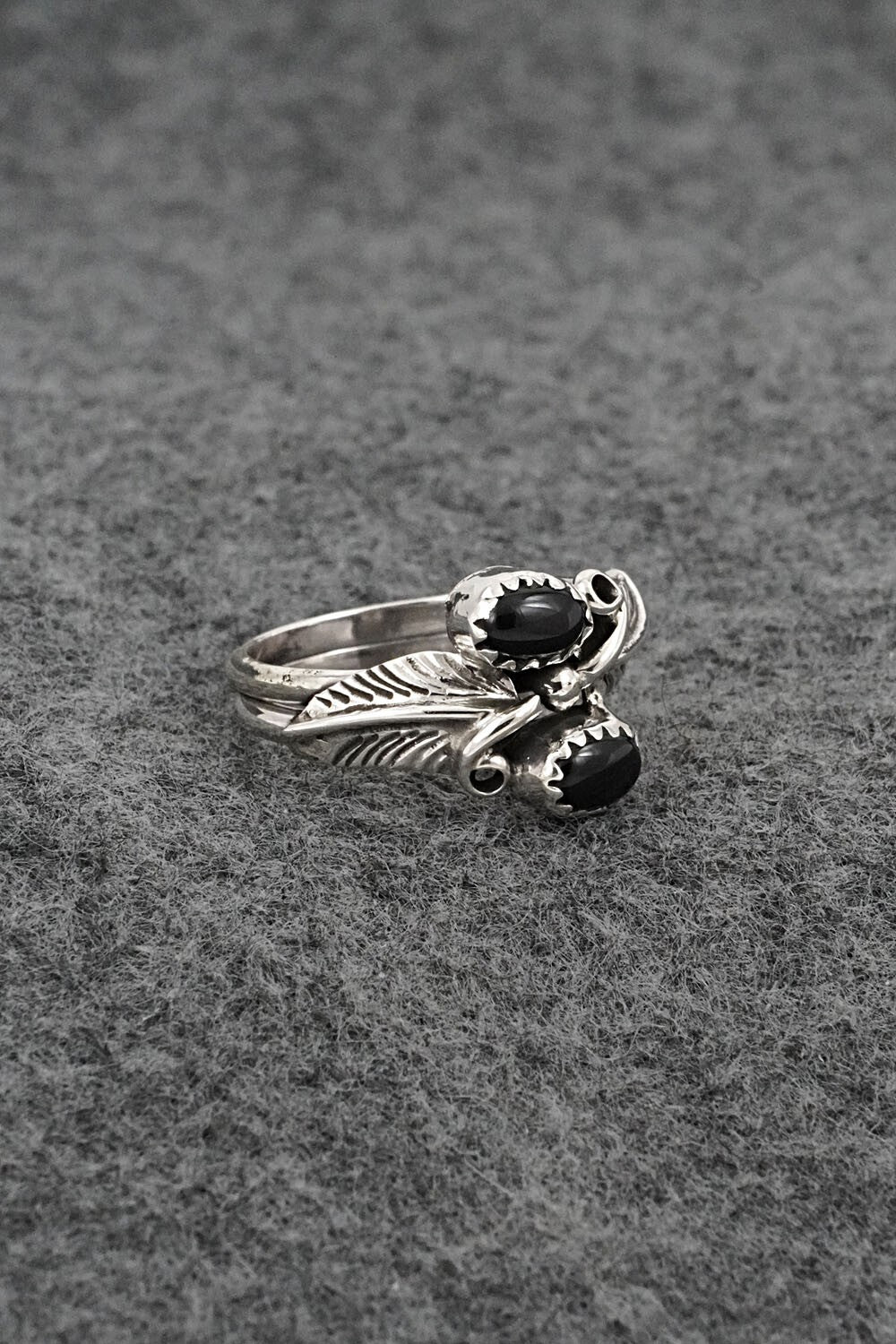Onyx & Sterling Silver Ring - Harry B. Yazzie - Size 7